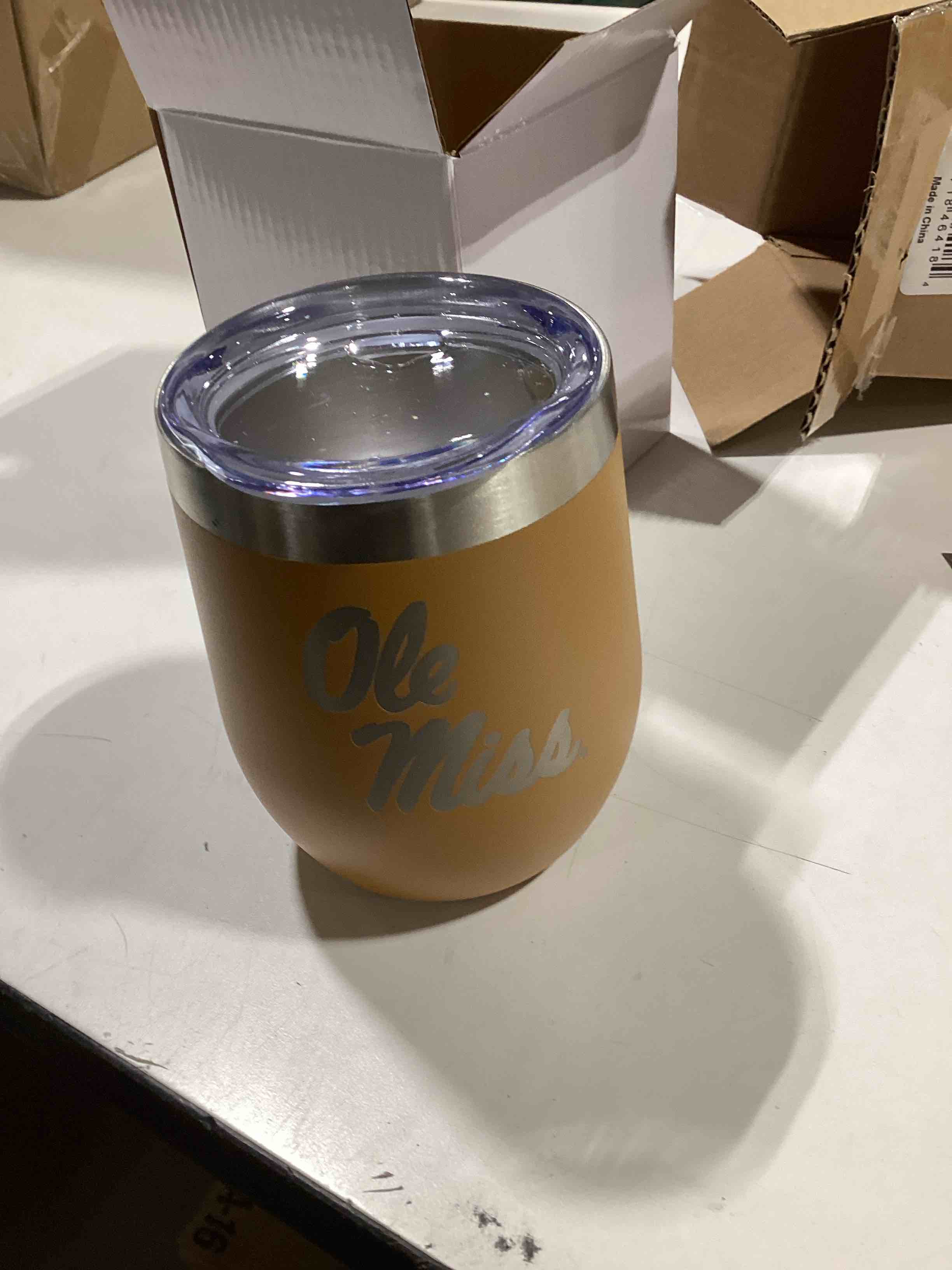 The Memory Company | Licensed NCAA 12oz Stainless Steel Stemless Wine Tumbler,University of Mississi