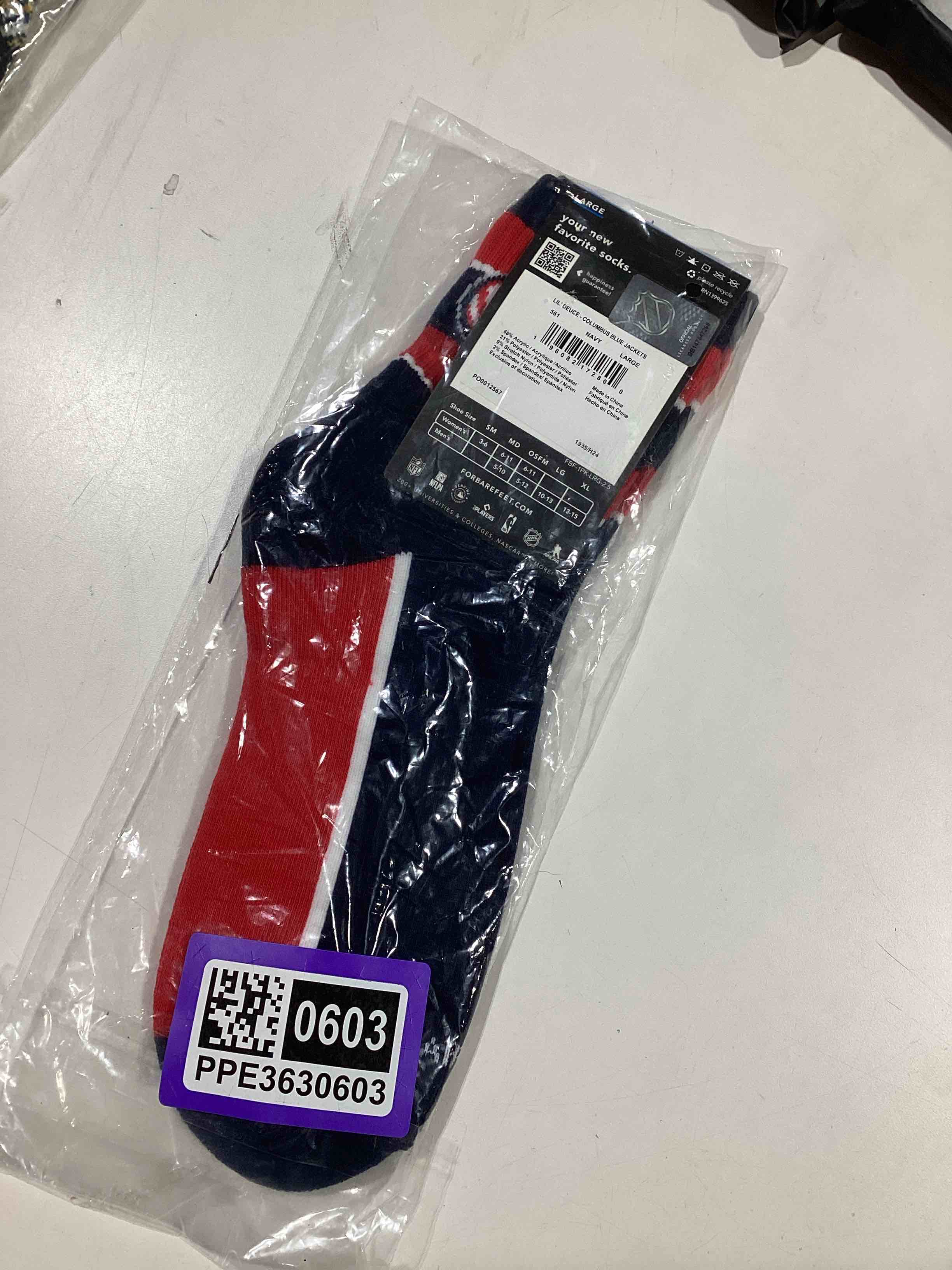 For Bare Feet NHL COLUMBUS BLUE JACKETS Lil' Deuce Quarter Sock Team Color Large