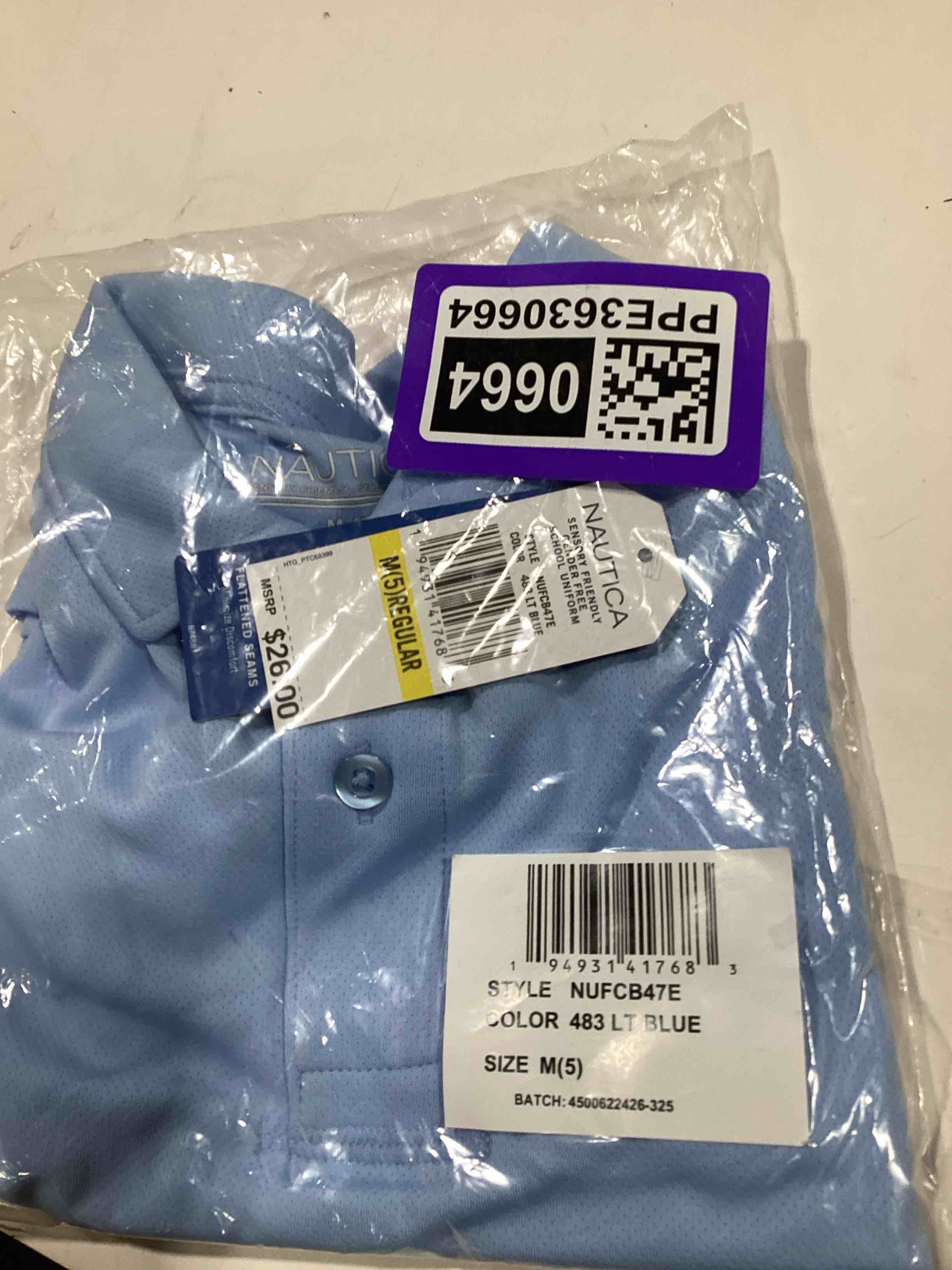 Nautica Boy's School Uniform Sensory-Friendly Short Sleeve Performance Polo, Light Blue, 5