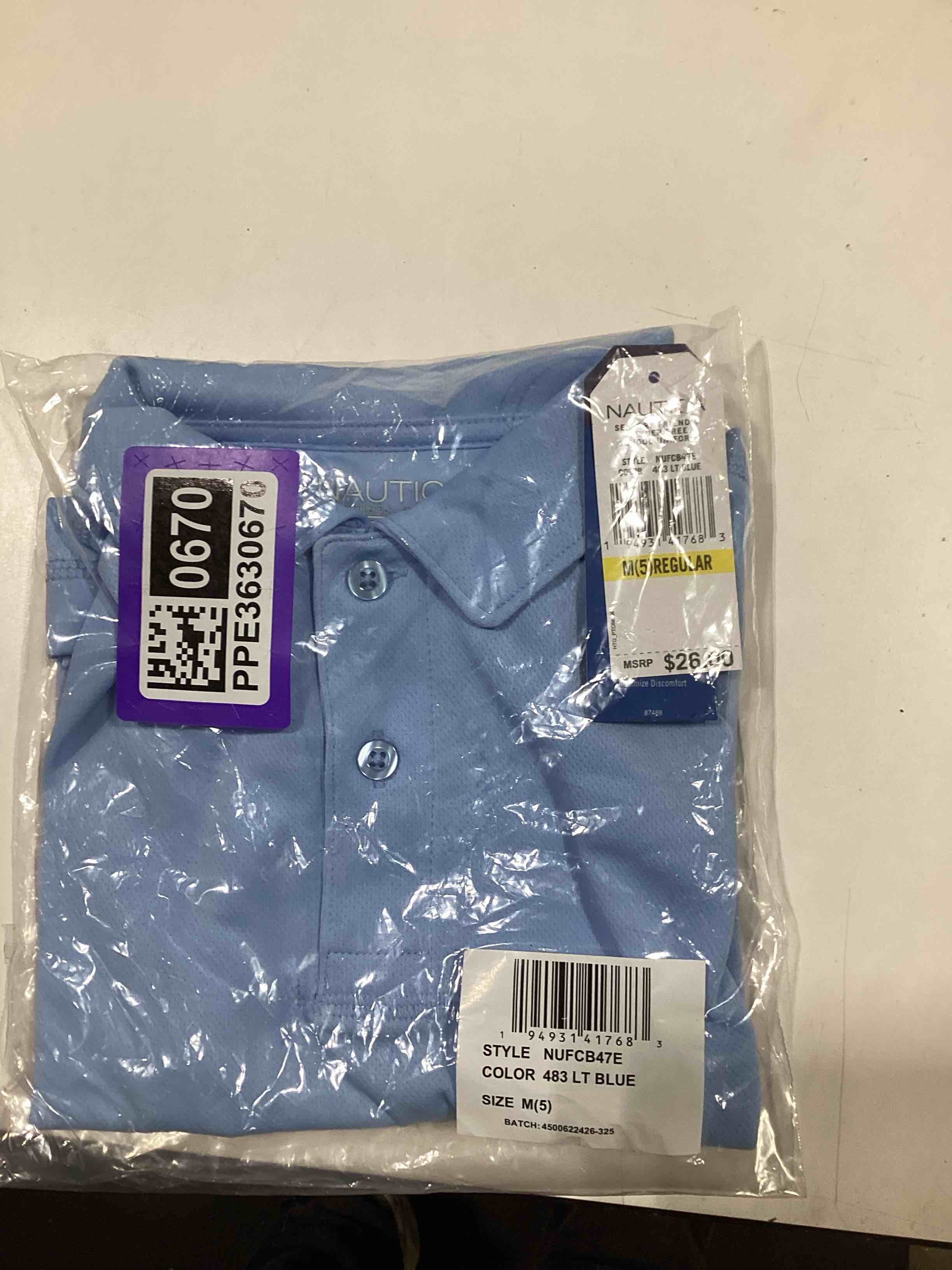 Nautica Boy's School Uniform Sensory-Friendly Short Sleeve Performance Polo, Light Blue, 5