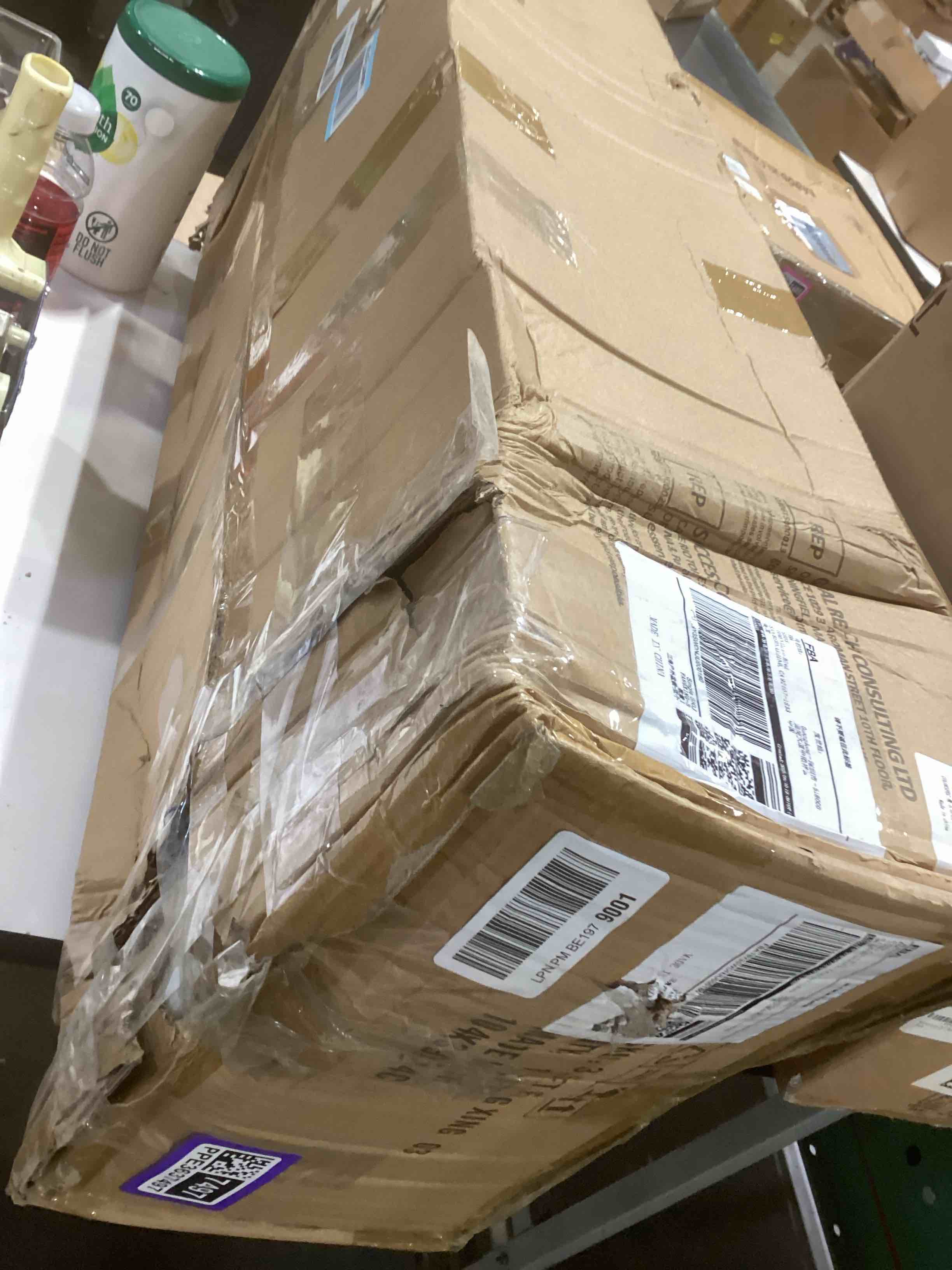 Condition photo showing As Is for 3.5ft Boxwood Outdoor Topiary Set of 2, Tall All Year Green Fake Plant Topiary Trees Artificial Outdoor Porch Trees with Sturdy Pot for Outdoor Indoor (Square)