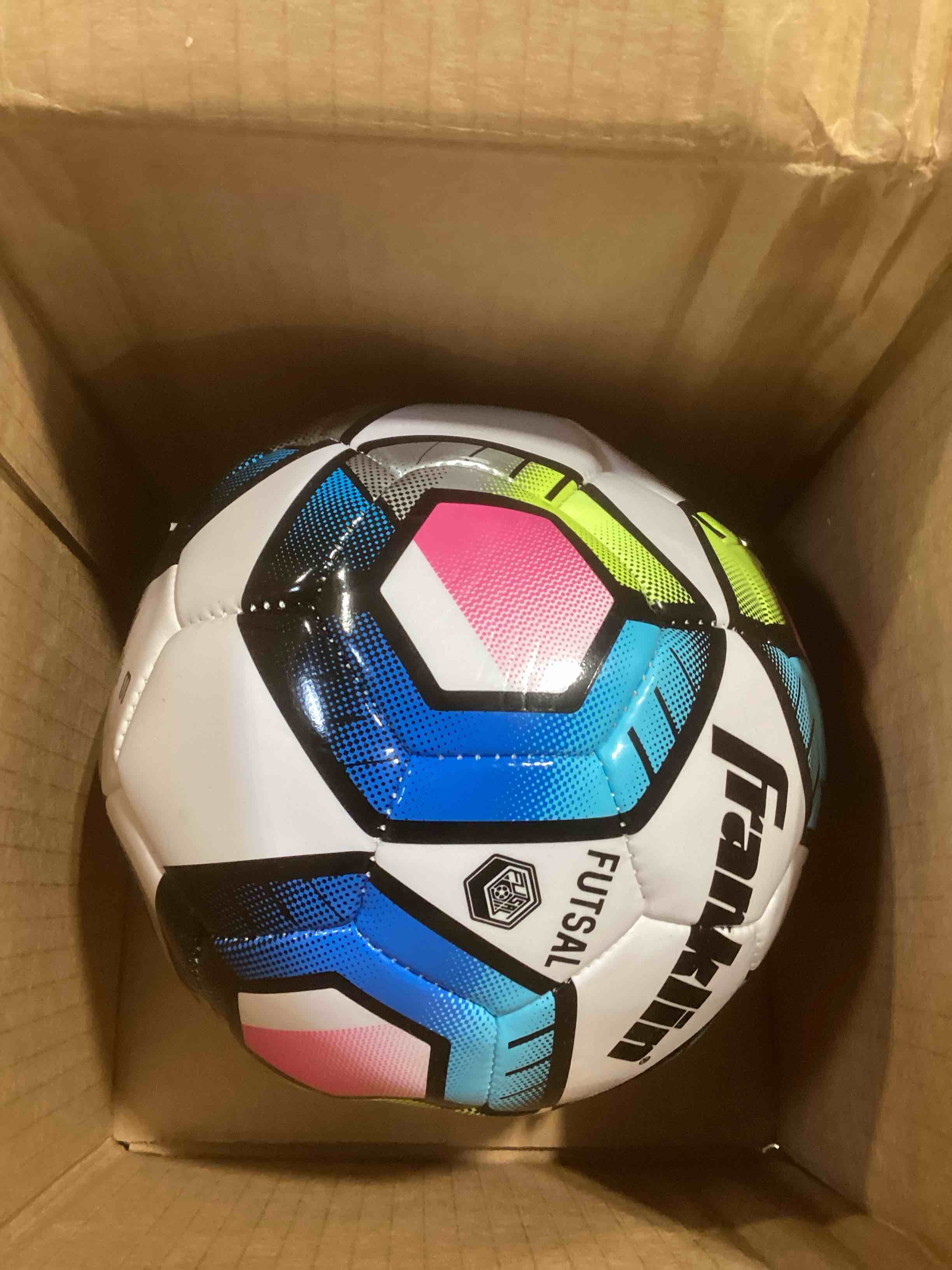 Condition photo showing New/Like New for Franklin Sports Futsal Ball - Official Size Futsal Soccer Ball - Indoor and Outdoor - Size 3 Junior and Size 4 Official 3 1 Inflated Ball