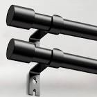 2 Pack Heavy Duty Curtain Rods for Windows 66 to 120 Inch, 1 Inch Black Curtain Rods Set of 2 Pack for Outdoor, Farmhouse, Bedroom, Adjustable Easy Install Drapery Rod (A2,Black,30"-120"-2Pack)