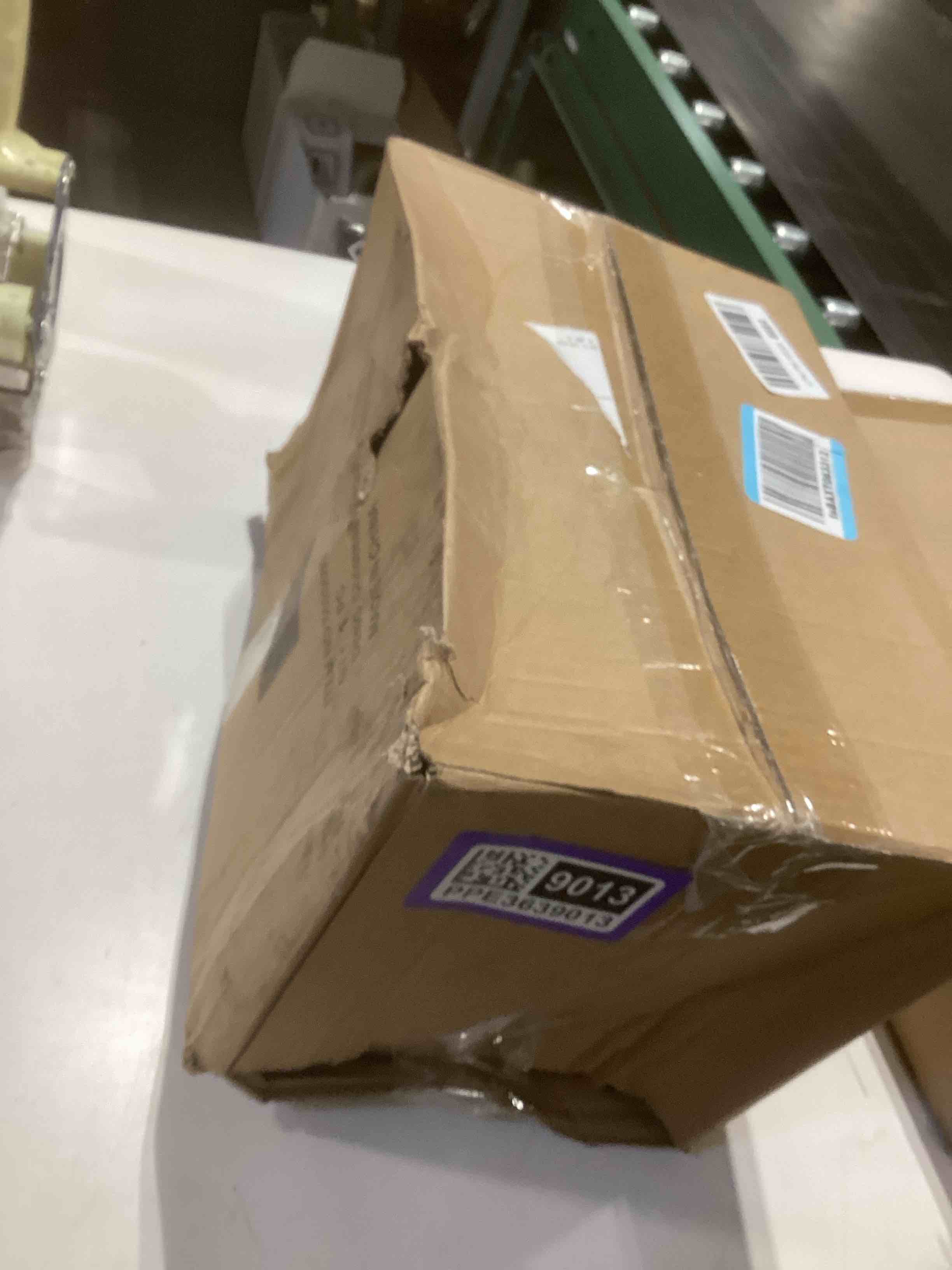 Condition photo showing As Is for Christmas Village House, Animated Popcorn Popper with Carousel Scene Lighted Musical Christmas Village Set with Colorful LED Light, Battery Operated Collectible Building for Indoor Holiday Table Decor Popcorn and Carousel