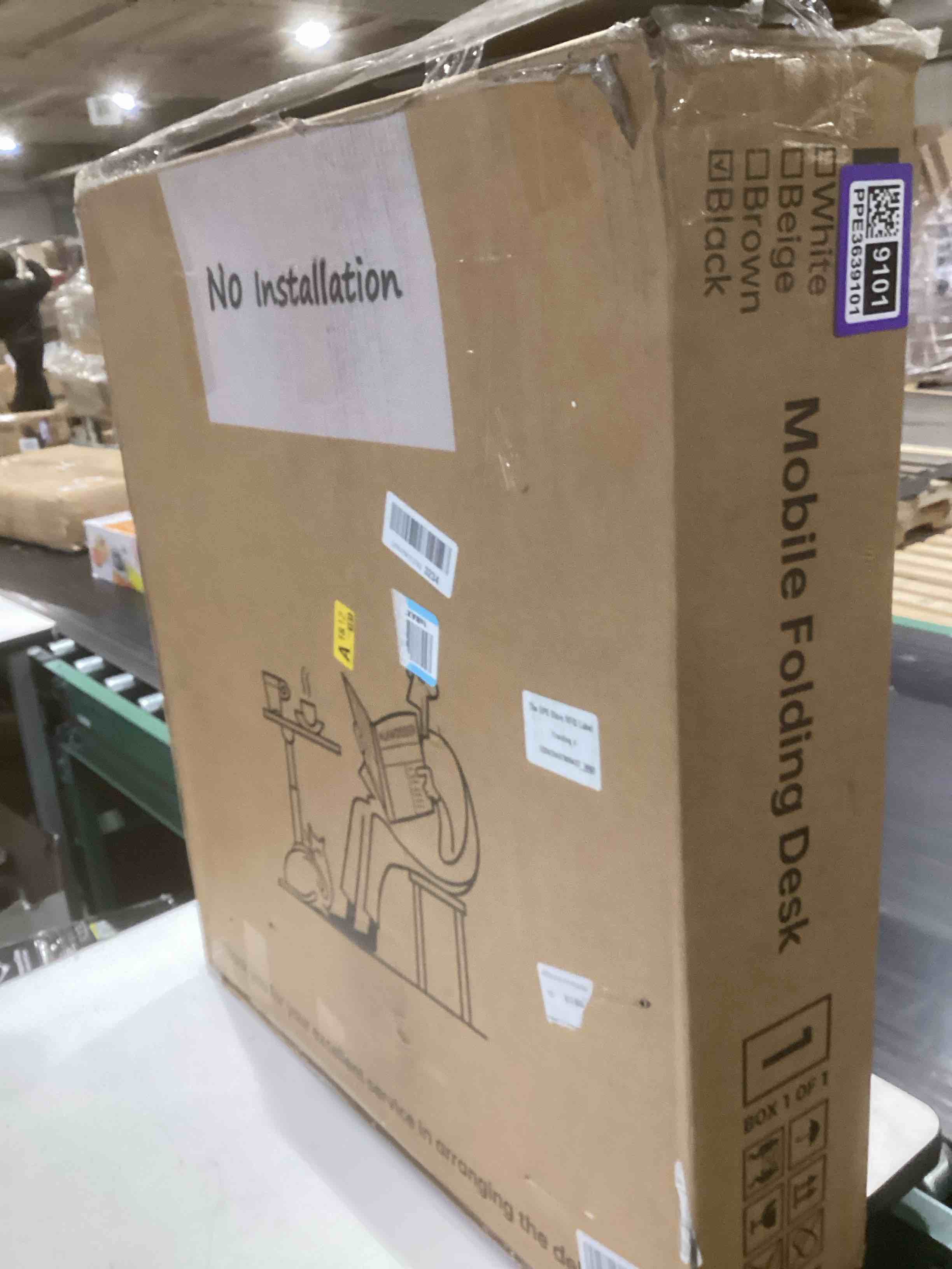 Condition photo showing Good Condition for Mobile Folding Desk 25 Inch - No Assembly Sit-Stand Desk,Height Adjustable Rolling Laptop Desk, Space-Saving Portable Desk with Wheels for Home Office Craft & Study, Black