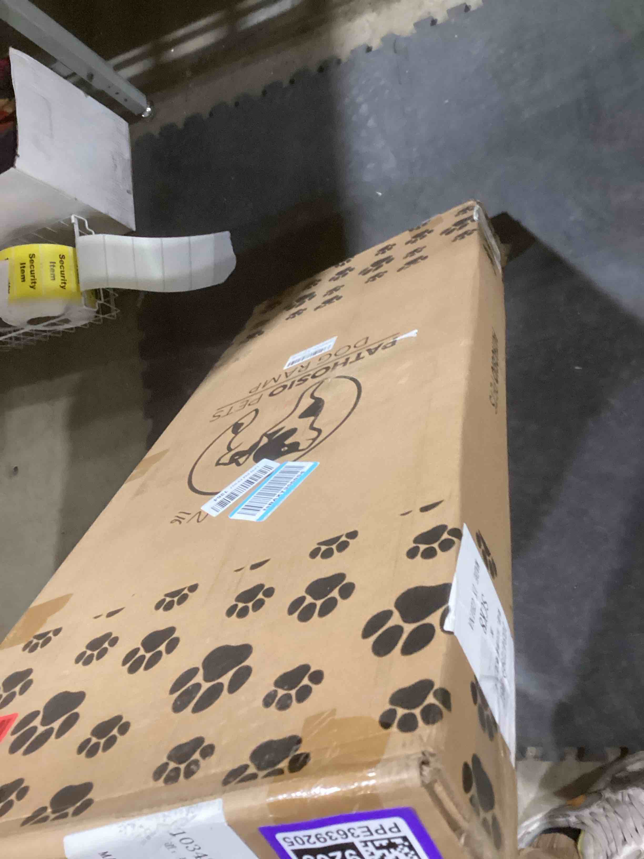 Condition photo showing Good Condition for Adjustable Dog Ramp for Bed - Foldable Wooden Ramp for Dogs to Get on Bed, Couch, or Car with 13.4" Wide Walking Space (Walnut Wood with Gray Carpet, Medium) Walnut Wood Medium