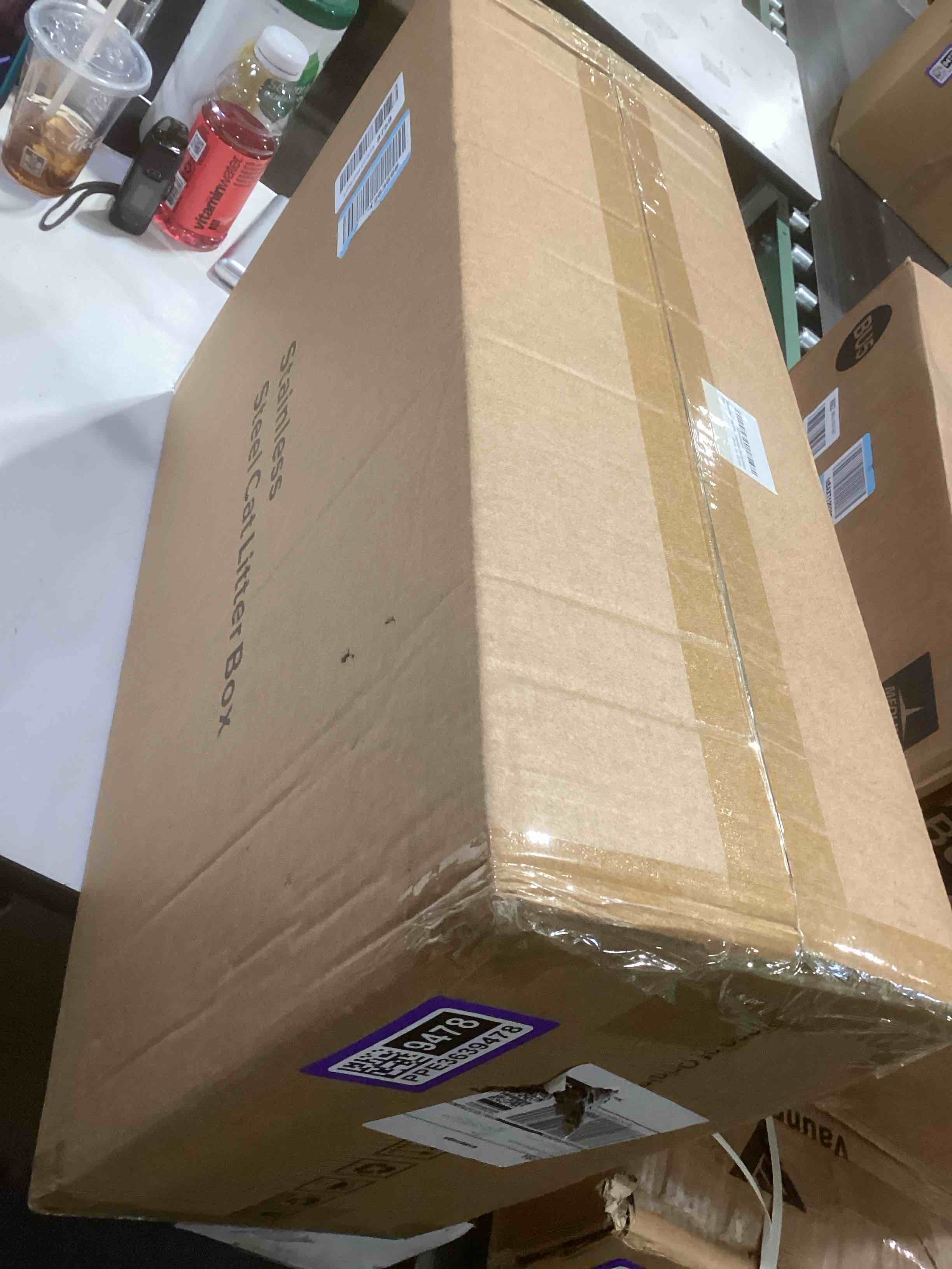 Condition photo showing Good Condition for Stainless Steel Litter Box for Pine Pellet Cat Non Clumping Litter System | XXL Sifting Cat Box with Lid for Big Cats | High Sided, Anti-Urine Leakage | Non-Stick Bottom