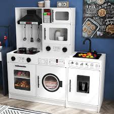 (incomplete only 1 box) Joyldias Wooden  Kids Play Kitchen Set With Circulating Sink, Movable Pretend Toddler Kitchen Toy With Real Sound And Light, Oven, Washing Machine