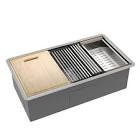 deervalley 33" l undermount workstation single bowl stainless steel kitchen sink with colander, cutting board, strainer and dish-drying rack