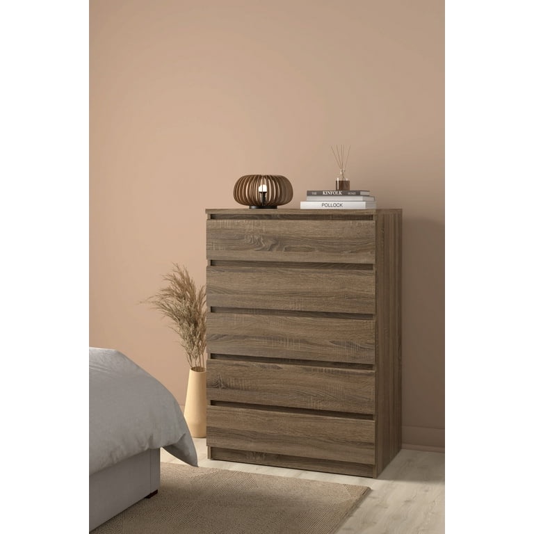 Incomplete box 1 only )Tvilum Scottsdale 5 Drawer Chest Dresser for Adults, Truffle Oak