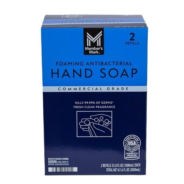 member's mark antibacterial foaming hand soap, 67.6 fl. oz., 2 refills