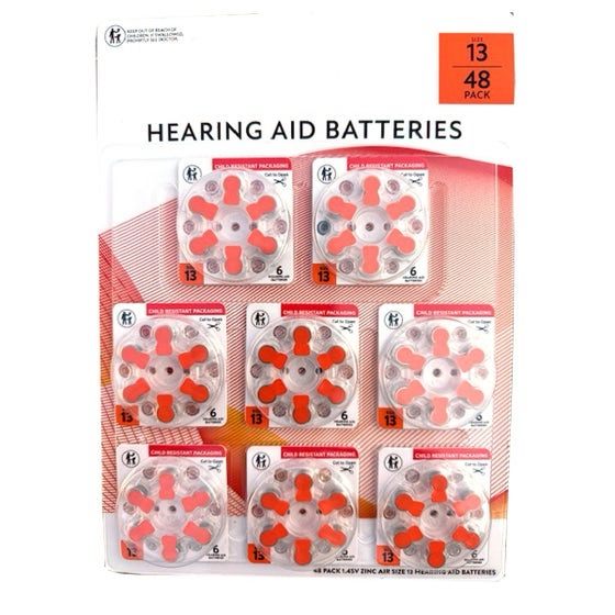 48pk Size 13 Orange Tab Hearing Aid Batteries