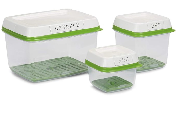 Rubbermaid FreshWorks Produce Saver Food Storage Containers Set -2.5 Cup, 6.3 Cup, 17.3 Cup