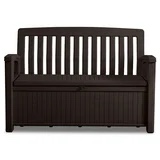 Keter 60 Gallon Bench and Deck Box Organization Storage Combo for Outdoor Patio and Lawn, Brown