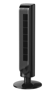 DEMO LASKO 32" 3- SPEED OSCILLATING TOWER FAN WITH TIMER AND REMOTE CONTROL, T32200, BLACK