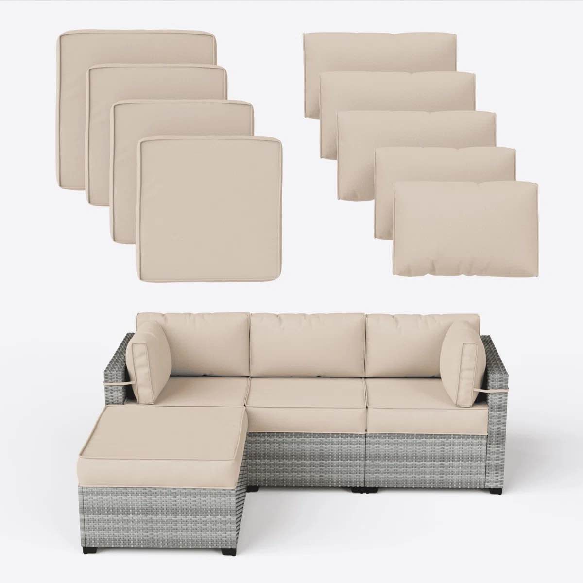 9-Piece Outdoor 3'' Cushion Cover Set (Set Of 3 Seats , 5 Backs, 1 Footrest)? Only Covers
