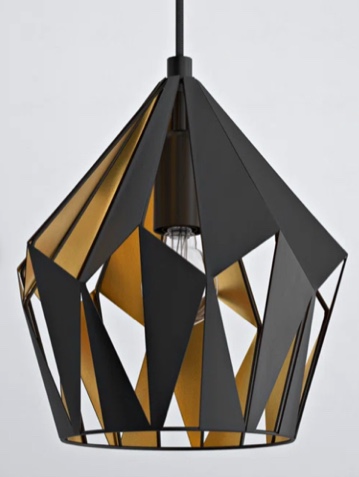 Black/Gold Leaf Hendry 1 - Light Single Pendant