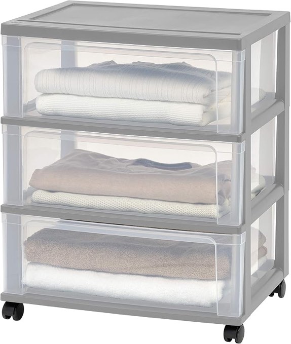 product broken, 3 Drawer Storage Chest, IRIS USA Plastic Drawer Storage Organizer Rolling Cart, with Wheels Casters, 3-Drawers, for Art Craft Supplies Bathroom Dorm Bedroom Laundry Room, Wide, White