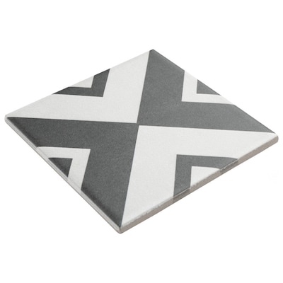 product broken, Affinity Tile Sample - Twenties Mini Vertex 4-in x 4-in Matte Ceramic Patterned Floor and Wall Tile