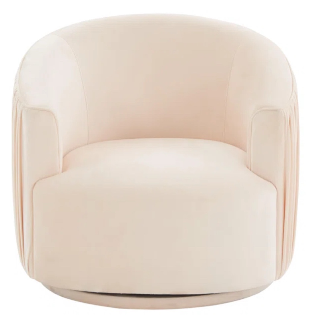 Teresa’s Velvet Swivel Barrel Chair 