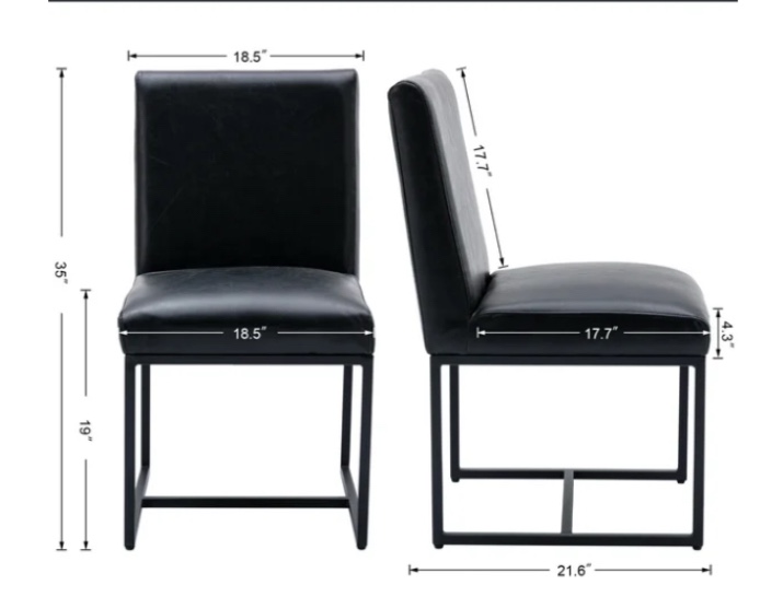 Dayalane Mid Century Modern Dining Chairs Set of 4, PU Leather Upholstered Kitchen & Dining Room Chairs with Black Metal Frame, Armless Side Chairs for Living Room, Black