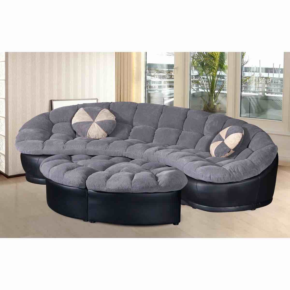 ( incomplete Right side only) Hober 120" Wide Chenille Symmetrical Sectional with Ottoman Size: 32" H x 120" W x  39" D, Upholstery Color: Gray