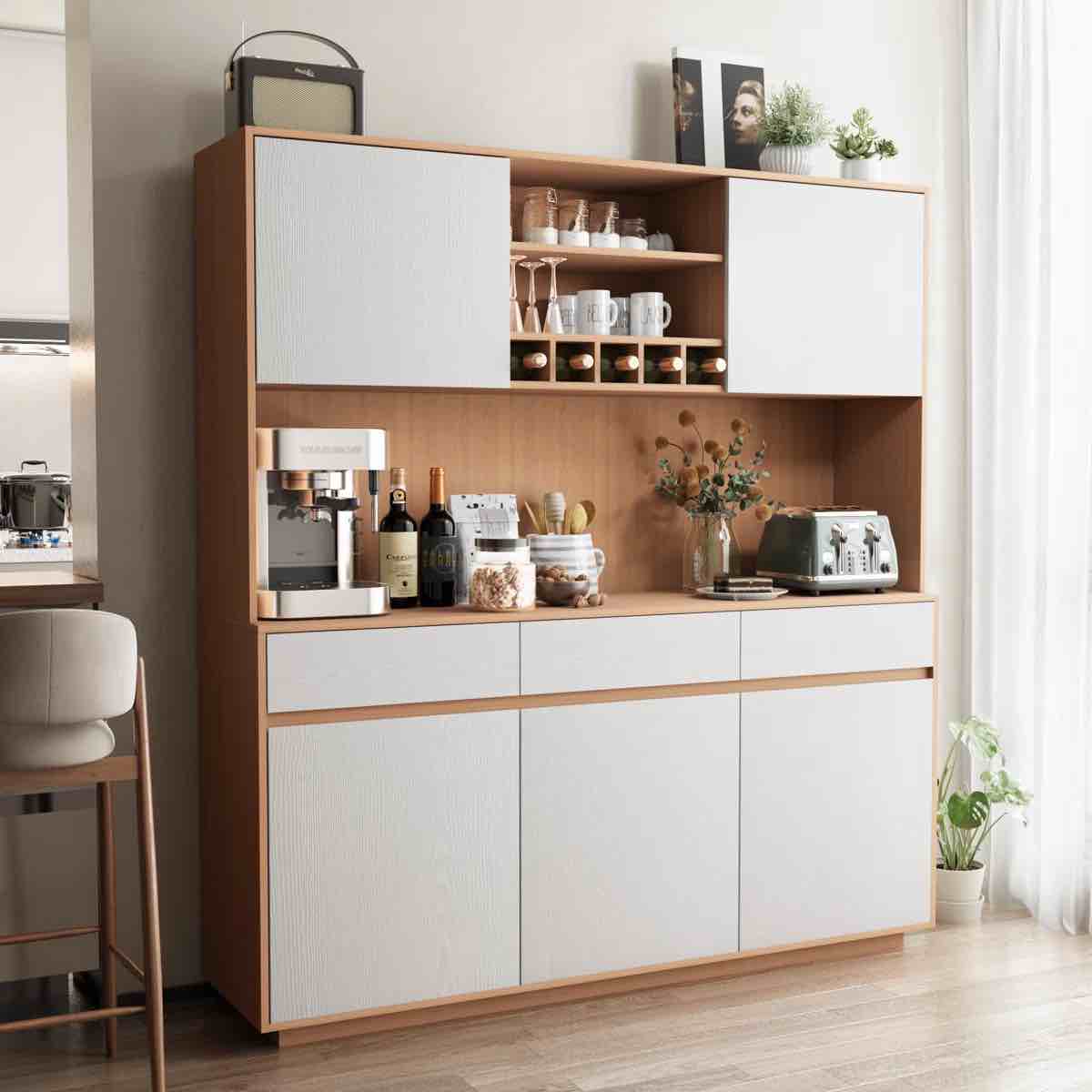 ( incomplete 2 of 2 only) 63'' w kitchen pantry, storage cabinet with organizer finish: natural/white