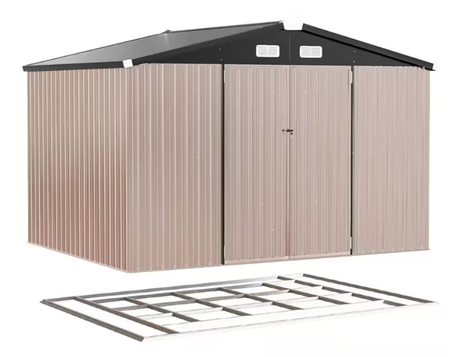 incomplete)))))).  10 ft. W x 8 ft. D Tool Shed Metal Storage Shed with Metal Frame, Lockable Doors, Vent for Patio (80 sq. ft.)