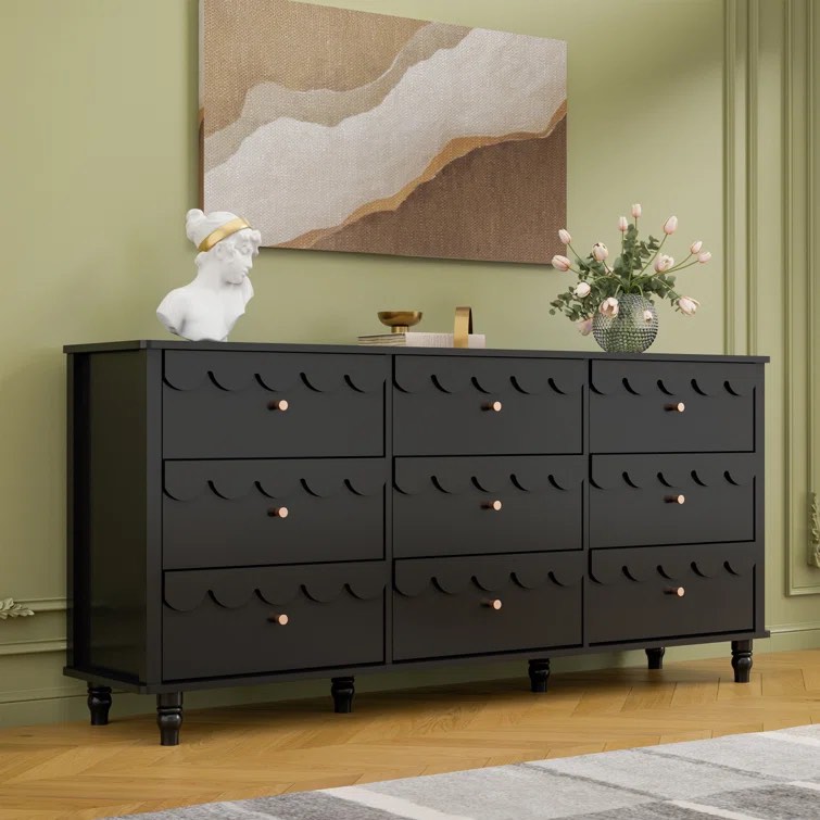 incomplete, product used, Black 9 - Drawer 63.1"W Dresser