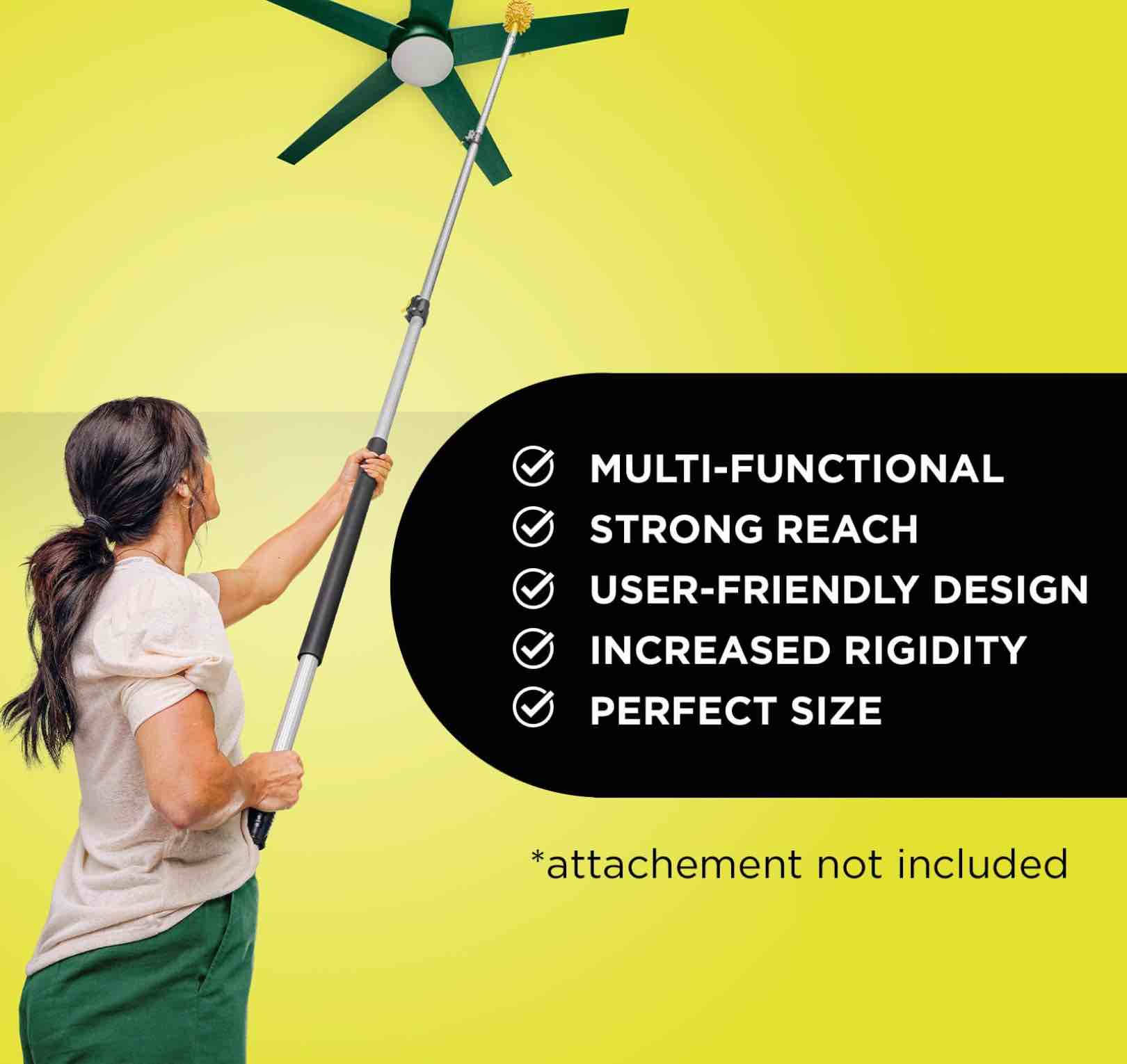 DOCAZOO DocaPole Telescoping Extension Pole, 36 ft Reach, 7 to 30 ft - Multi-Purpose: Light Bulb Changer Paint Roller Duster Pole Window Cleaning Gutter Cleaning and Hanging Lights