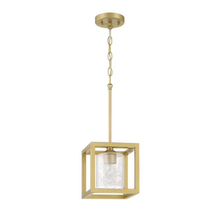 Misiak 1 - Light Living Room Steel Dimmable Square/Rectangle Pendant Finish: Brass Glitter