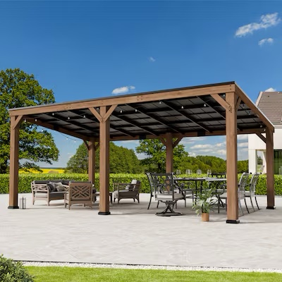 ELEVATE OUTDOORS 20-ft x 12-ft Everwood Brown Gazebo with Hardtop Roof (incomplete)