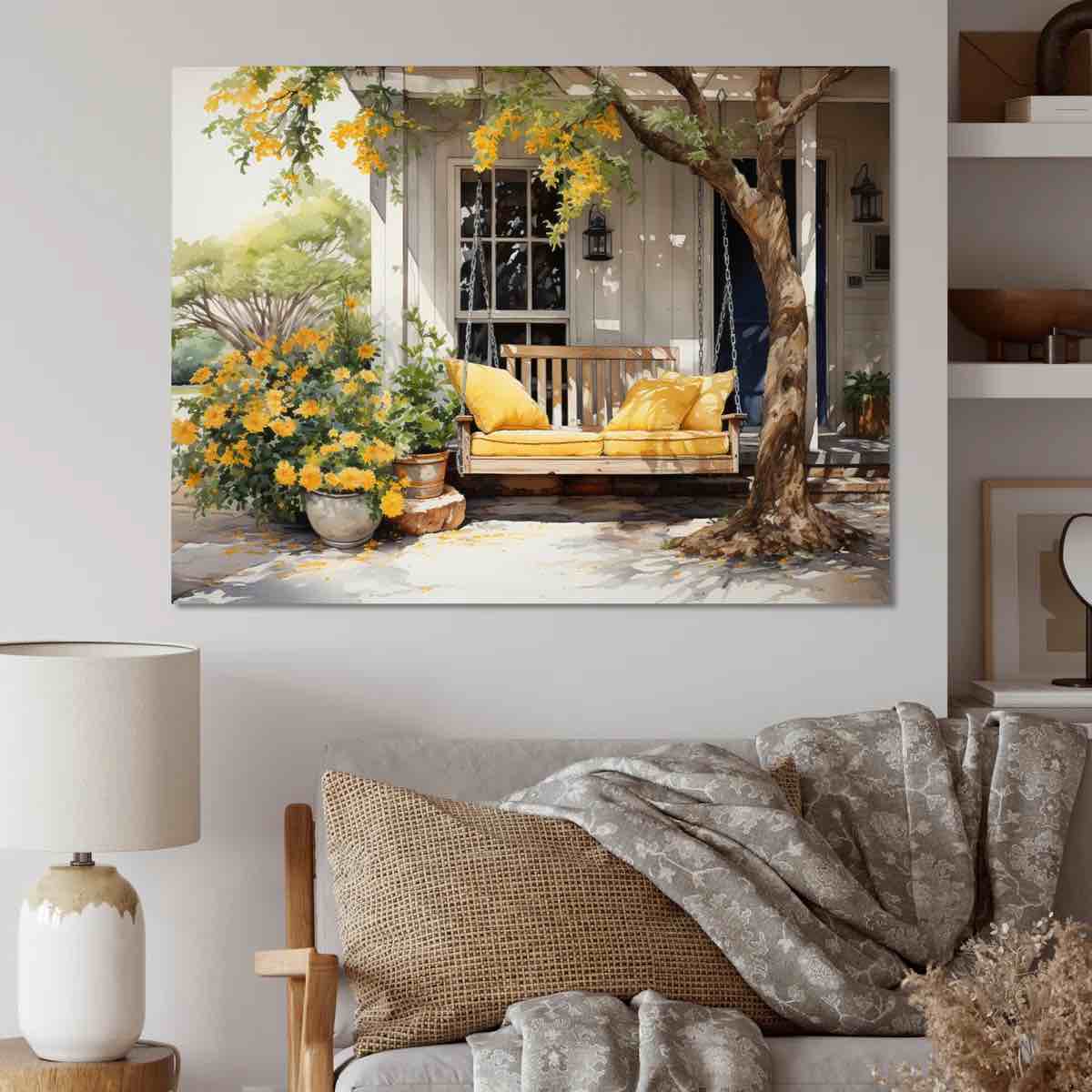 Maryorie Farmhouse Yellow Country Comfort III - Farmhouse canvas art print