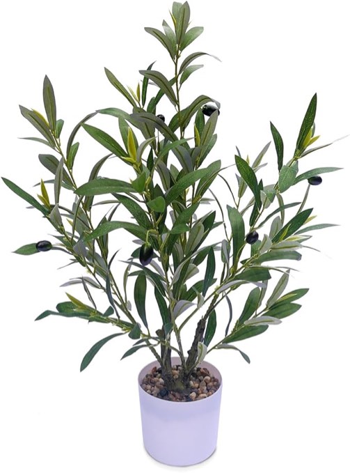 Small Artificial Faux Olive Tree, 24" Fake Olive Tree, Olive Trees Artificial Indoor in a White Pot, Olive Branches, Olive Stems for Home Decor, Tabletop Greenery Decor, Small Artificail Plant Indoor