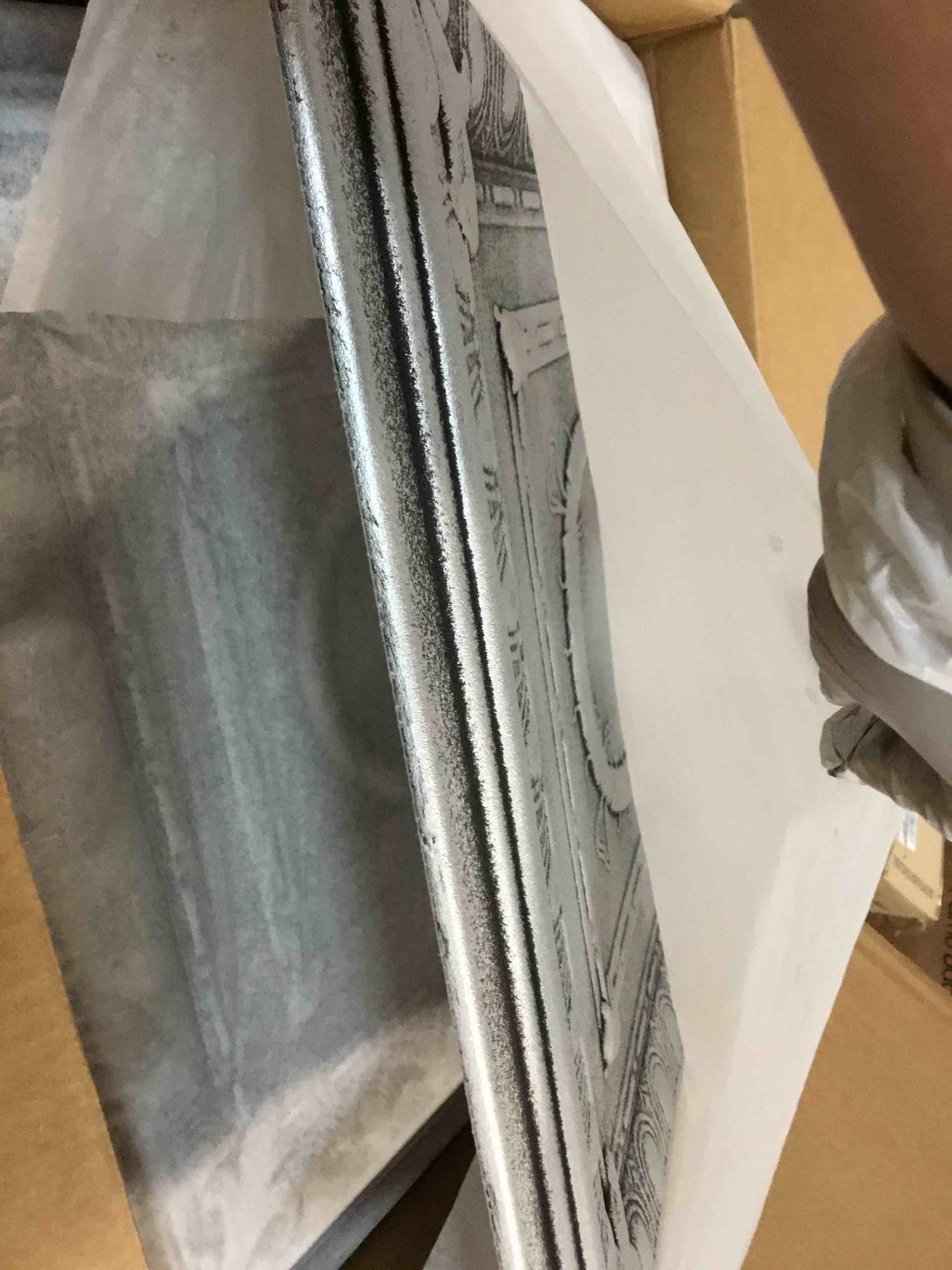 Condition photo showing New/Like New for a la maison ceilings r47 romanesque wreath foam glue-up ceiling tile (384 sq. ft./case), pack of 144, antique silver