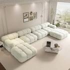 incomplete)Modular Boucle Sectional Sofa |U-Shaped 6-Seater | Comfy Cloud Couch with Ottoman Size: 24.2" H x 146.5" W x 73.3" D, Body Fabric: Gray Fabric