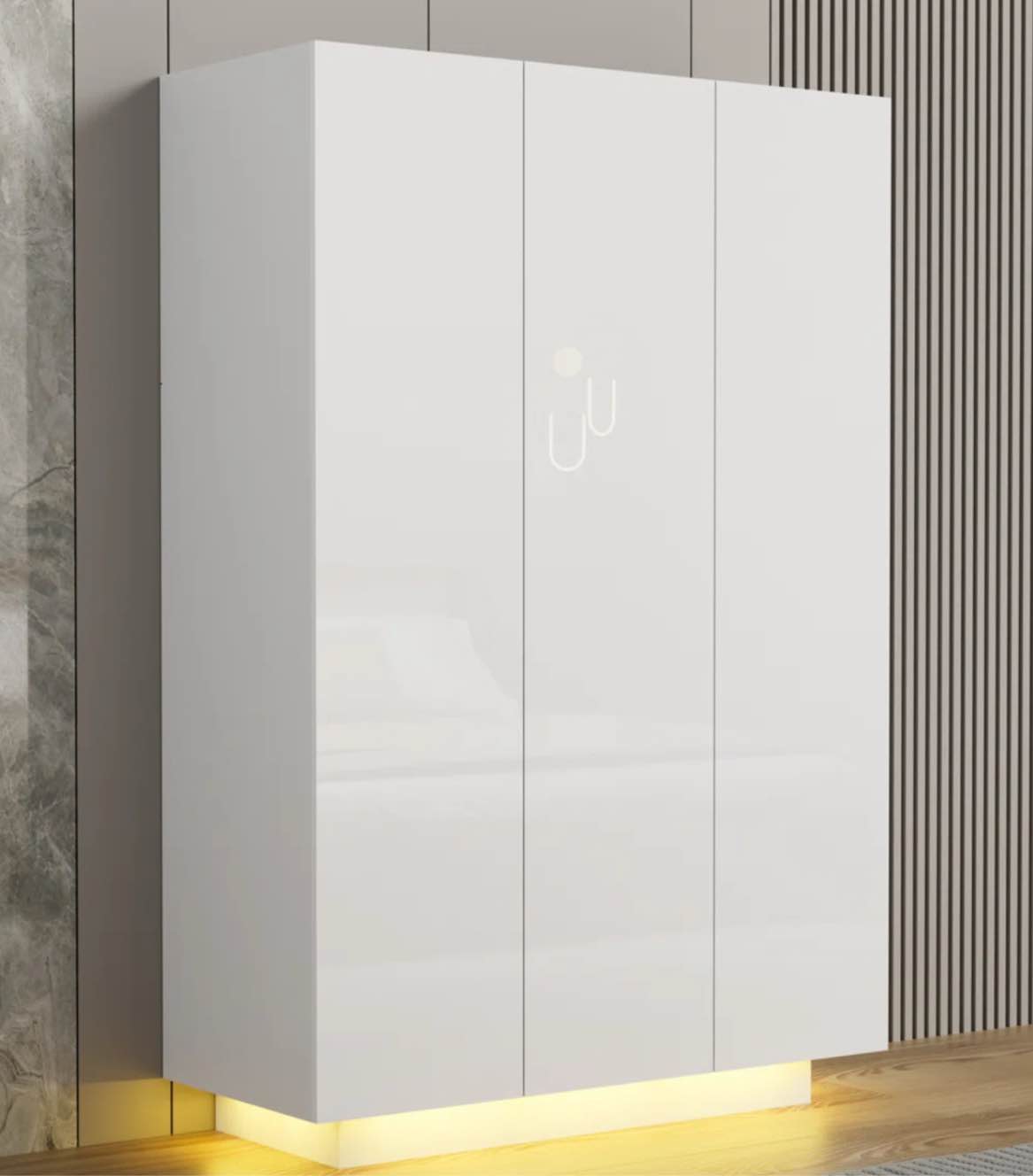 incomplete) 47.2'W High Gloss Armoire With Led Light Color: White