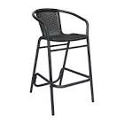 set of 2 Lila Commercial Indoor-Outdoor Rattan Restaurant Barstool with Aluminum Frame Seat Color: Black