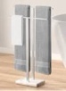 KES Freestanding Towel Rack 2-Tier 33''H Dual T-Shape Towel Stand with Weighted Marble Base for Bathroom 18/8 Stainless Steel Finish: Silver/White Marble