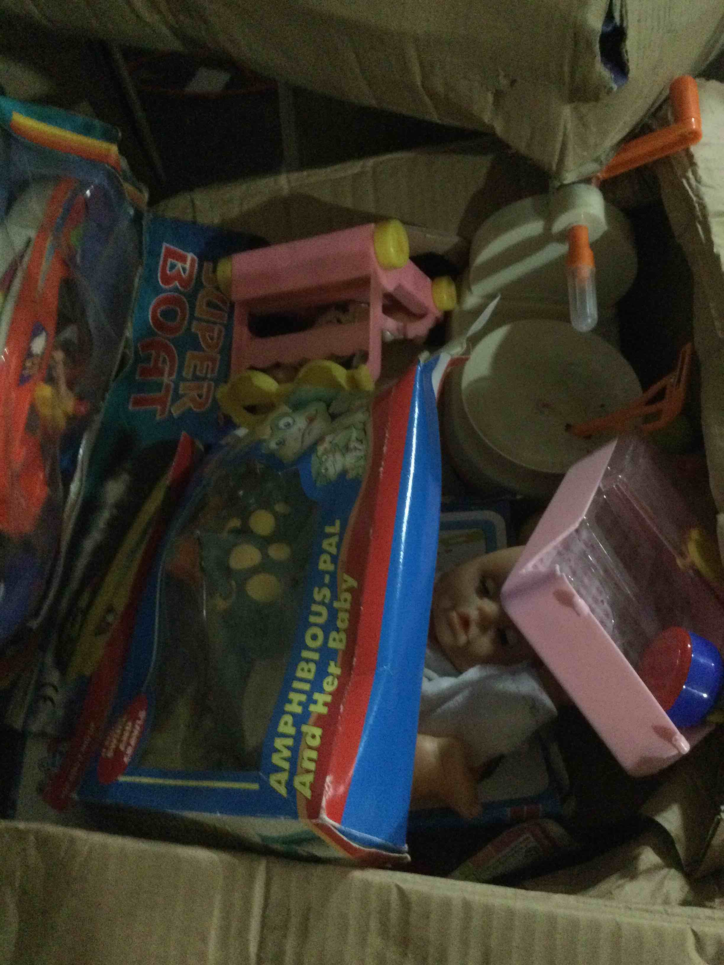 box of assorted toys ect..