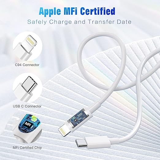 onn. 6 Lightning to USB-C Charging Cable for iPhone iPad Mfi Certificated White Single Pack