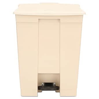 Rubbermaid Commercial Products Step-On Lid Trash Can, 18-Gallon, Beige,