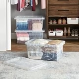 Member's Mark 60 Quart Clear Storage Tote, 17.2" D x 25.7" W x 12.0" H, 1 pack or 4 pack