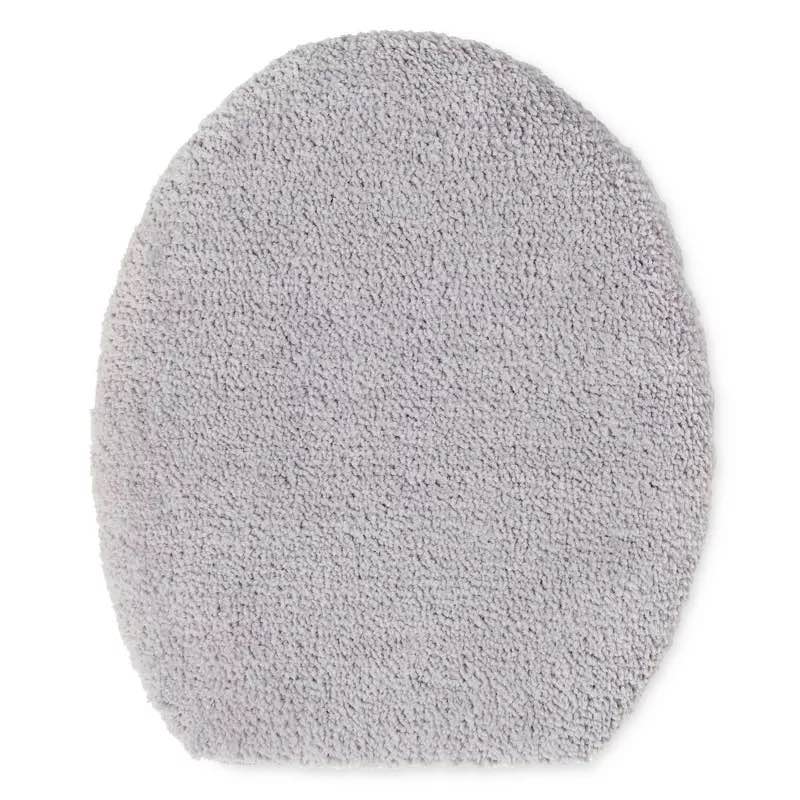 TOWN & COUNTRY EVERYDAY Ultra Plush Solid Tufted Toilet Lid Cover, Soft and Absorbent, Non-Slip Cover, Machine Washable, Grey, 18"x19