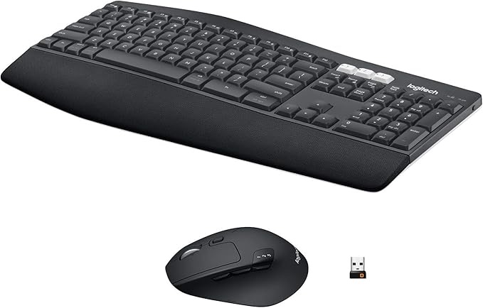 Logitech MK850 Performance Wireless Keyboard and Mouse Combo for Windows, macOS & ChromeOS, Bluetooth & 2.4 GHz USB Receiver, Full-Size Ergonomic Keyboard, Multi-Device, Cushioned Palm Rest – Graphite