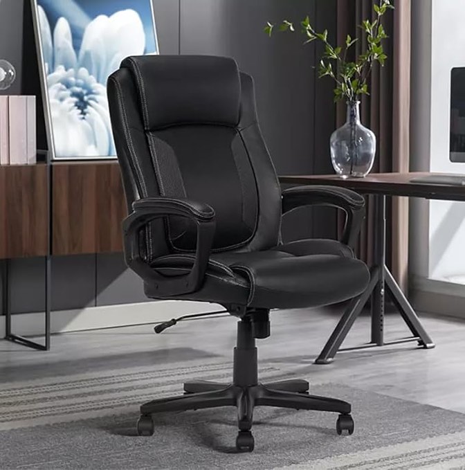 SERaTA Mid-Back Office Chair with Mesh Accents and Memory Foam, Black-Supports Upto 275 Pounds-Ergonomic Office Chair with Individual coils and Memory Foam for Extra 