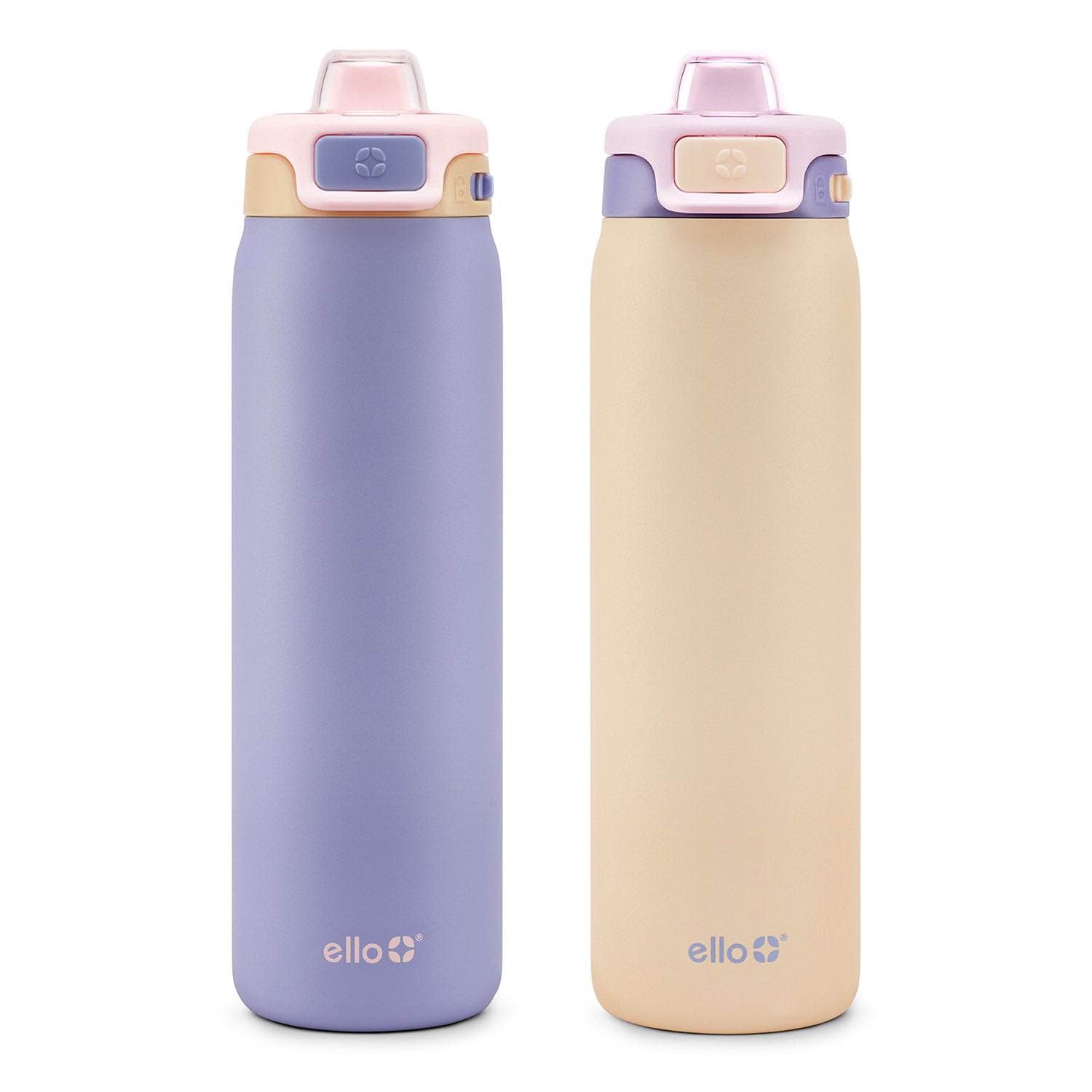 Ello Pop & Fill 22oz. Stainless Steel Water Bottle with Leak Proof Locking Lid, 2-Pack