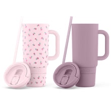 Hello 40 Ounce Two Pack Vacuum Insulated Tumblr Purple Pink Flowers