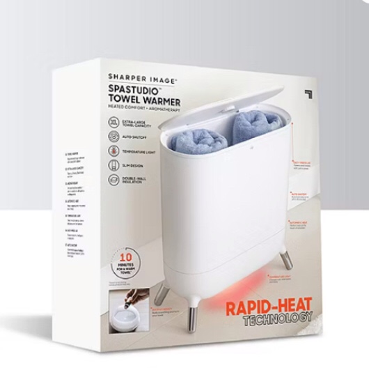 Sharper Image SpaStudio Towel Warmer Heated Comfort + Aromatherapy Large Capacity Warms 3 Towels