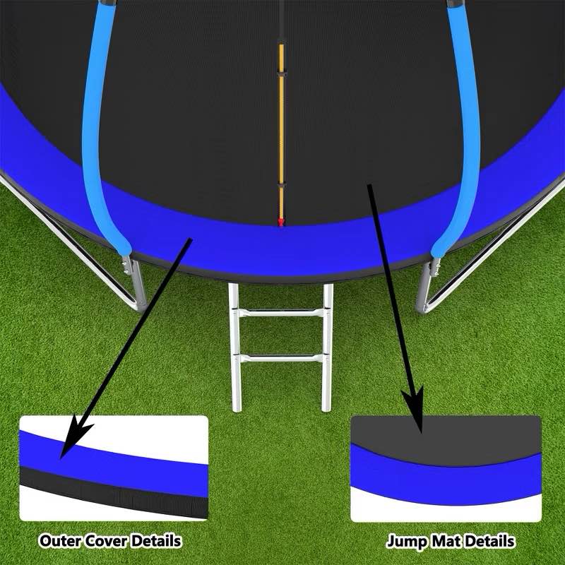 a part of a children’s trampoline blue and black